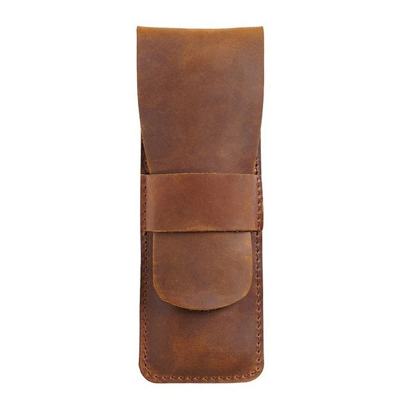 Hand Stitched Genuine Natural Leather Pen Holder, Leather Pen Case