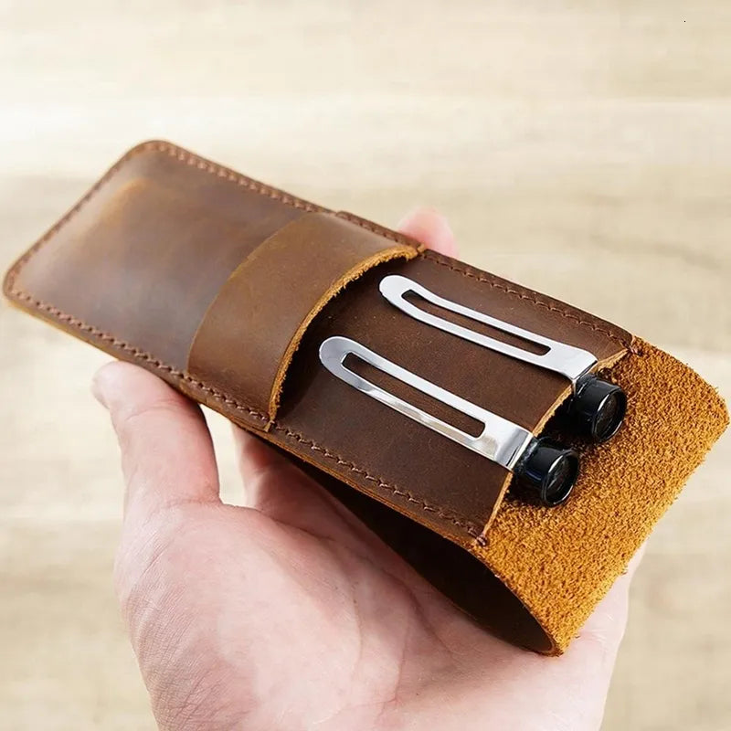 Leather Pen Holder | Handmade Leather Fountain Pen Pouch